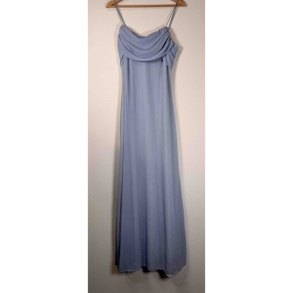 Vintage Y2K Blondie Nites Silver Glitter Mesh Cowl Neck Prom Gown Dress 11/12 - Picture 1 of 7